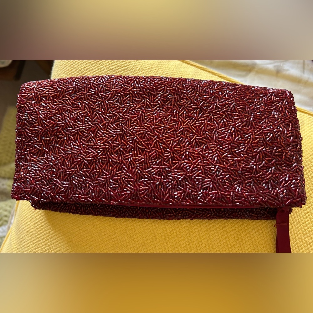 Banana Republic Red Beaded Clutch NWOT